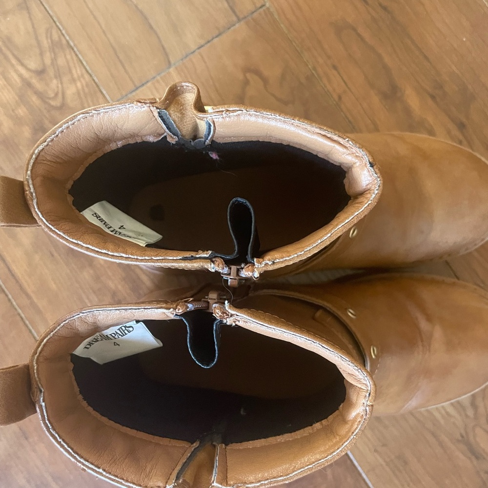 Brown Vegan Leather Ankle Boots with Buckles - Picture 3 of 6